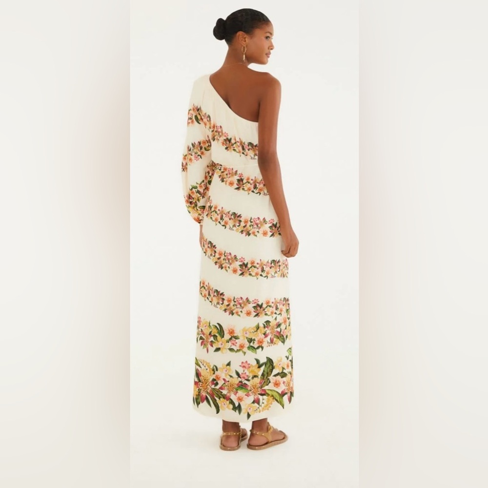 FARM Rio One-Shoulder Floral Maxi Dress in Cream NWT - Picture 11 of 13